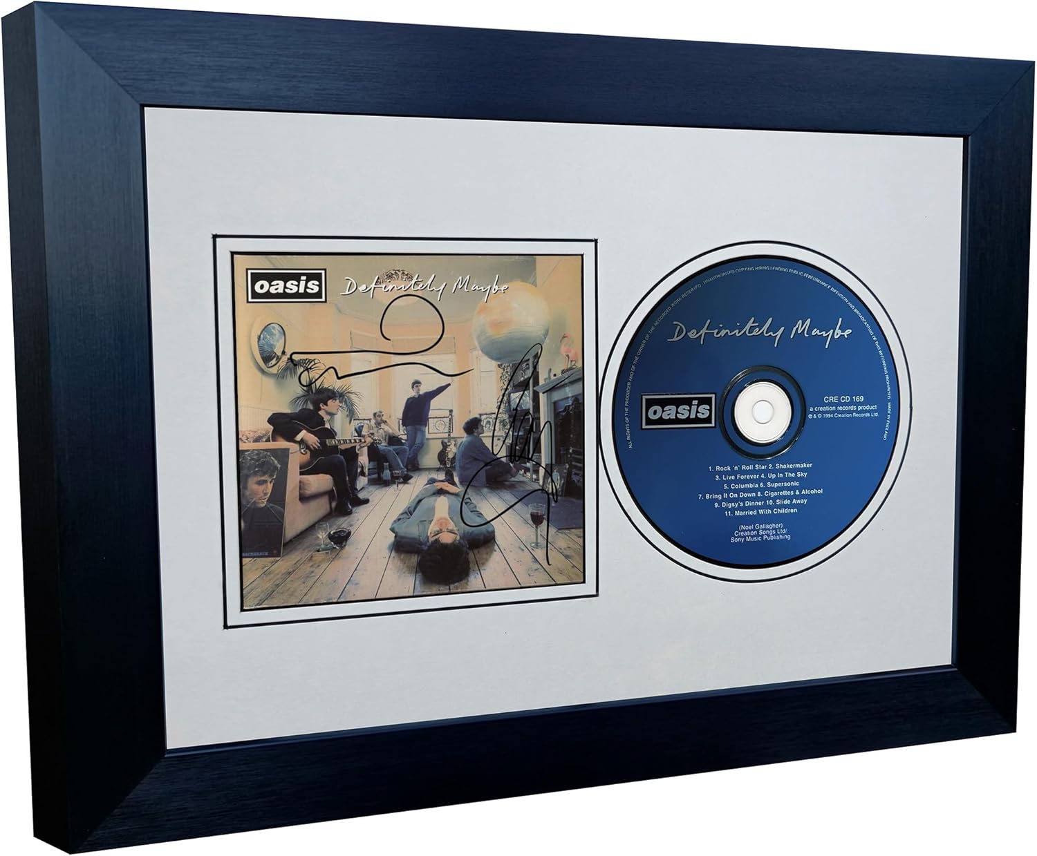 A4 Oasis Definitely Maybe (Whats The Story) Morning Glory Album Cover Display Liam Noel Gallagher Indie Music Autographed Signed Photograph Picture Frame (Both Albums Cream Mount (25% Discount))
