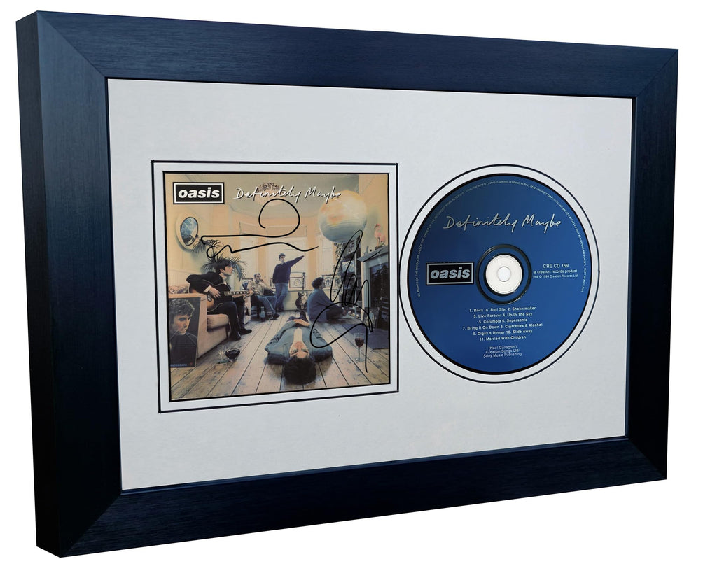 A4 Oasis Definitely Maybe (Whats The Story) Morning Glory Album Cover Display Liam Noel Gallagher Indie Music Autographed Signed Photograph Picture Frame (Definitely Maybe Cream Mount)