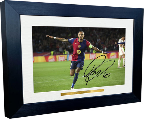 12x8 A4 Signed Raphinha Celebration Barcelona Autographed Autograph Signed Signature Photograph Photo Picture Frame Football Soccer Poster Gift Brazil
