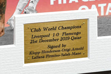 Load image into Gallery viewer, Kitbags &amp; Lockers 2019 CLUB WORLD CHAMPIONS CELEBRATION 12x8 A4 Signed Liverpool Henderson-Klopp-Salah-Mane-Firmino-Origi-Lallana-Arnold Autographed Photo Photograph Picture Frame Soccer Gift
