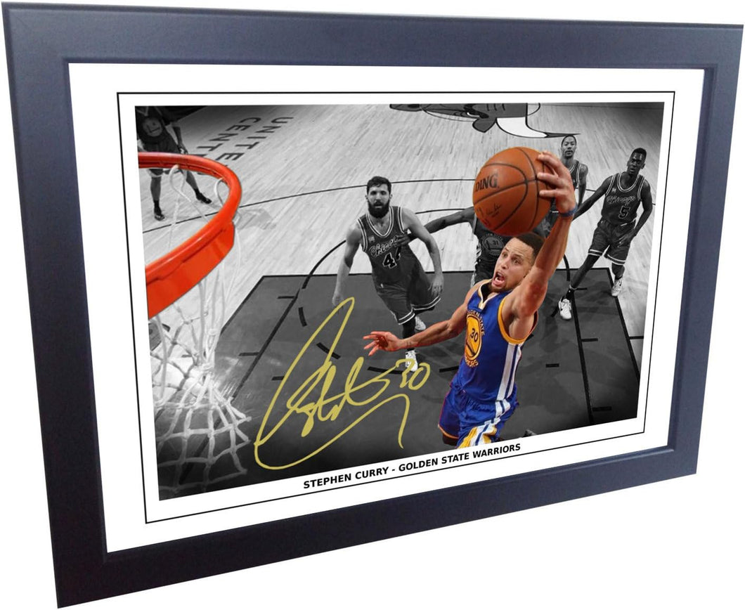 A4 Signed Stephen Curry Golden State Warriors Autographed Basketball Photo Photograph Picture Frame Gift 12