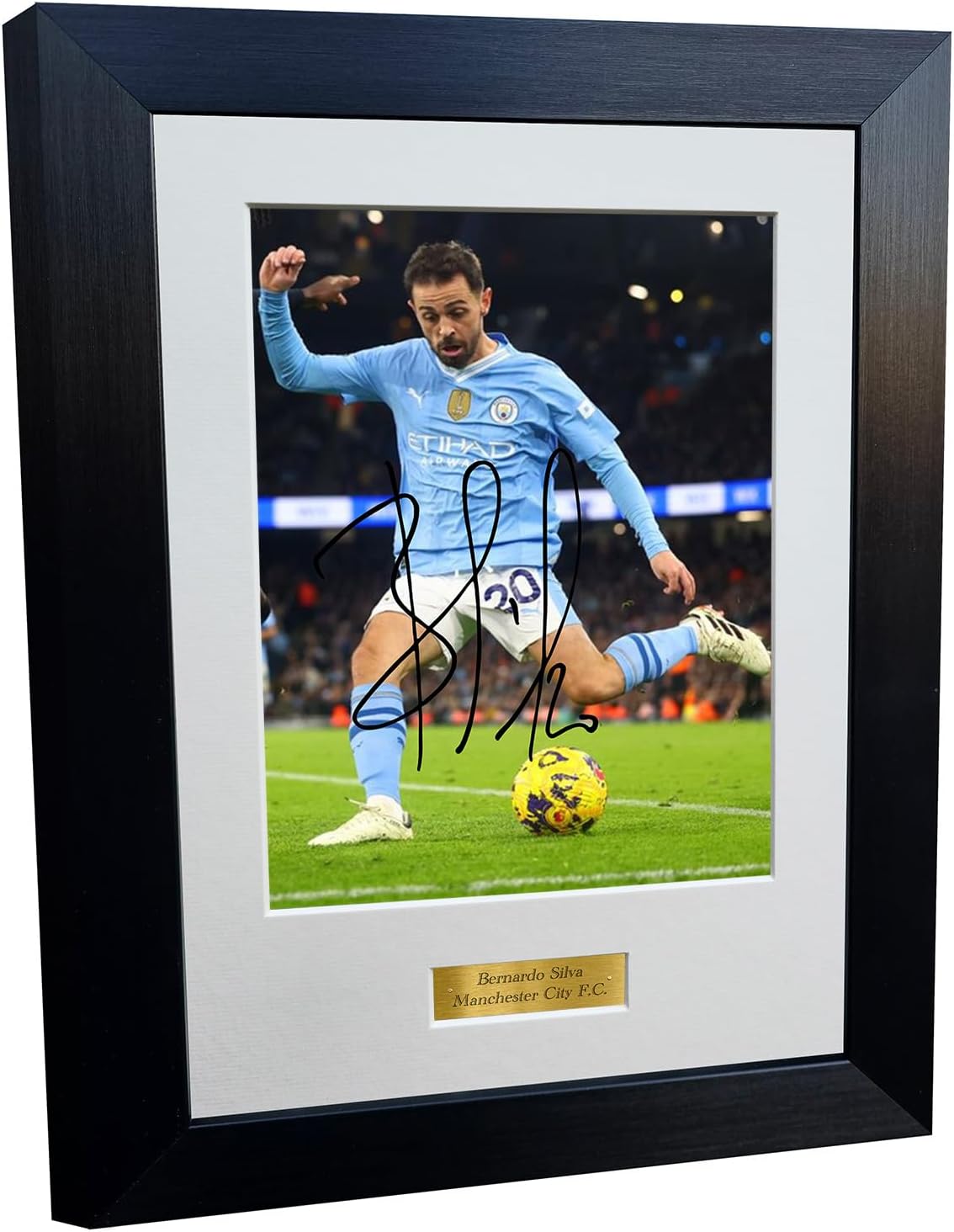 12x8 A4 Bernardo Silva Manchester City F.C. Autographed Signed Photo Photograph Picture Frame Football Soccer Poster Gift 8x6