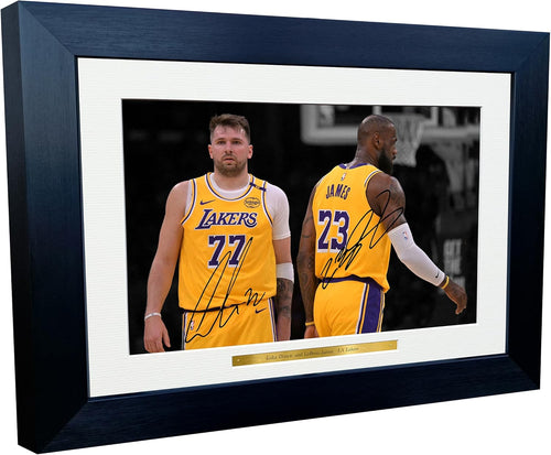 12x8 A4 Luka Doncic LeBron James LA Lakers Los Angeles Autographed Signed Signature Photo Photograph Picture Frame Basketball Poster Gift 1