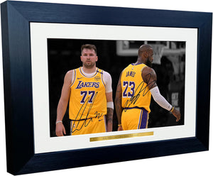 12x8 A4 Luka Doncic LeBron James LA Lakers Los Angeles Autographed Signed Signature Photo Photograph Picture Frame Basketball Poster Gift 1