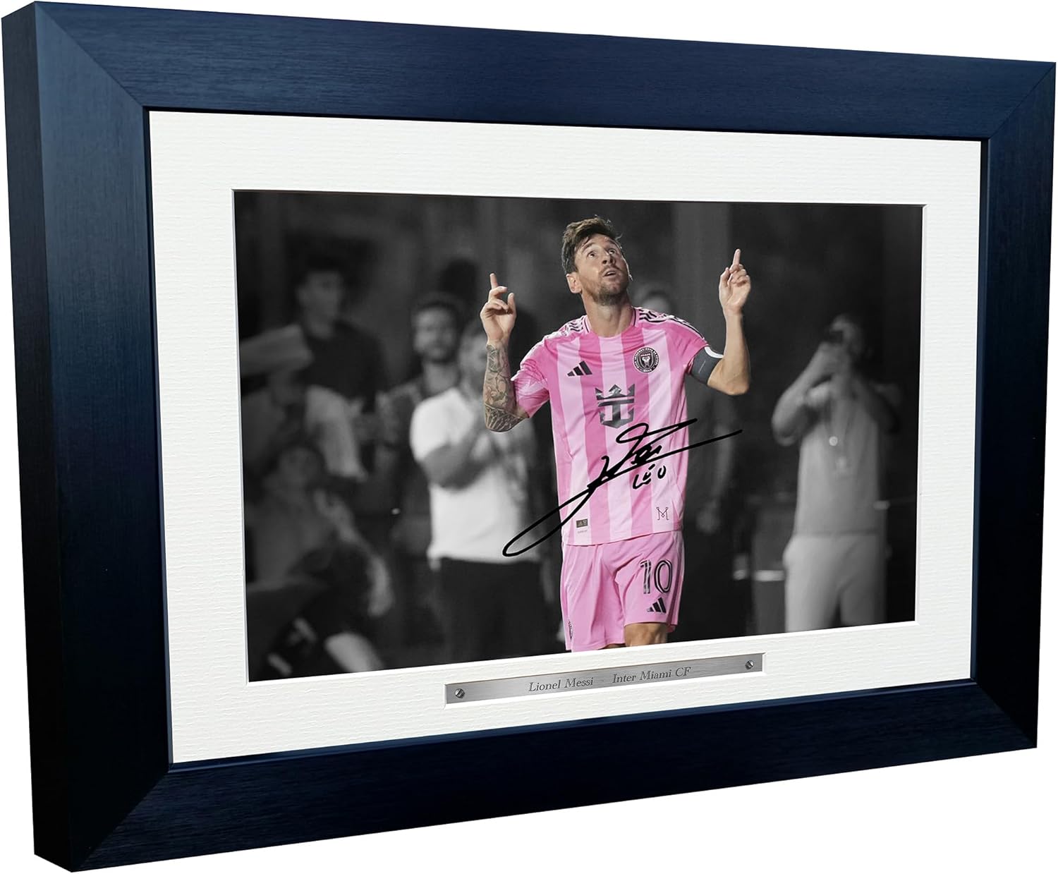 12x8 A4 Signed Lionel Messi Inter Miami Celebration Autographed Signature Photo Photograph Picture Frame Football Soccer Poster Gift