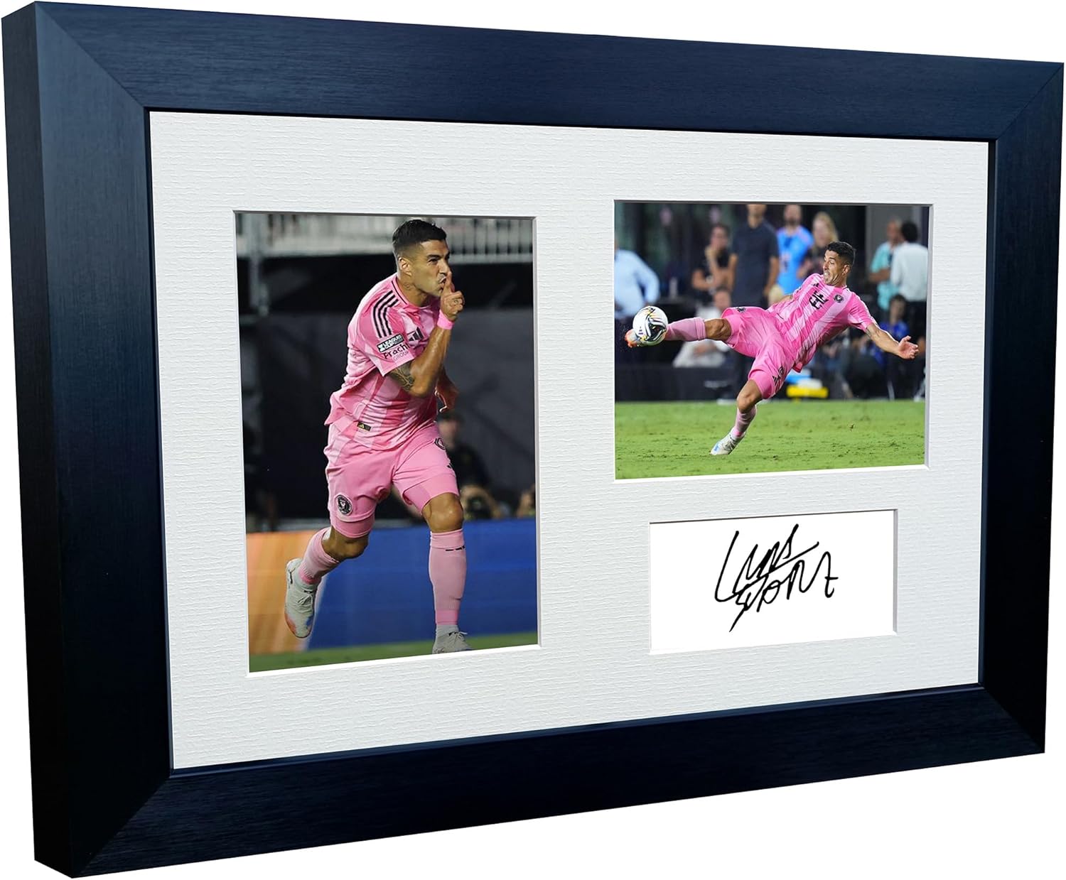 12x8 A4 Signed Luis Suarez Inter Miami Autographed Signature Photo Photograph Picture Frame Football Soccer Poster Gift Triple