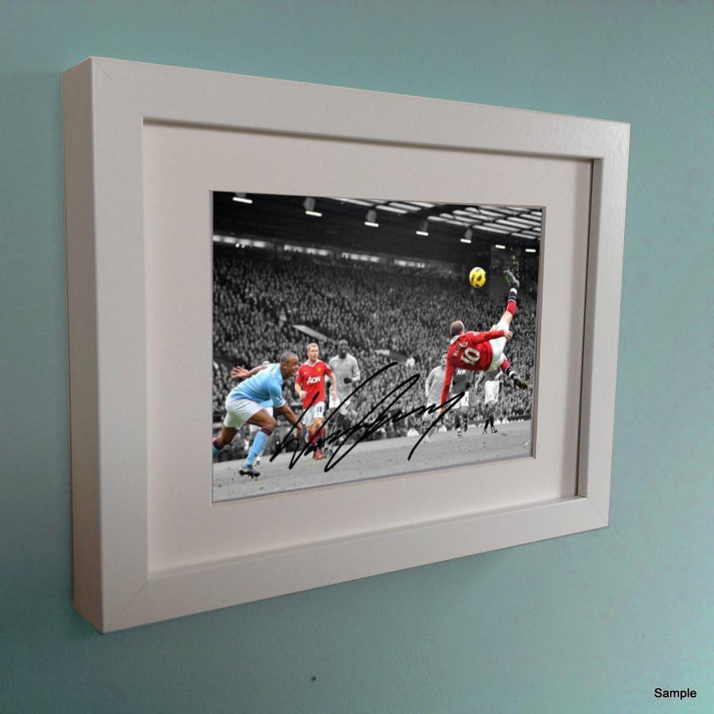 Kitbags & Lockers Signed White Wayne Rooney Manchester United v City Derby Overhead Goal Autographed Photo Photograph Picture Frame