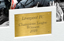 Load image into Gallery viewer, Kitbags &amp; Lockers 2019 CHAMPIONS LEAGUE CELEBRATION 12x8 A4 Signed Liverpool Henderson-Klopp-Salah-Mane-Firmino-Origi Autographed Photo Photograph Picture Frame Soccer Gift