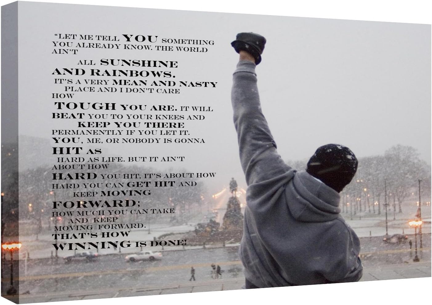 Canvas (9 Sizes in listing) Rocky Sylvester Stallone On Steps Boxing Movie Wall Art Print- Photo/Photograph/Picture/Gift (40 x 30cm/16 x 12inch)