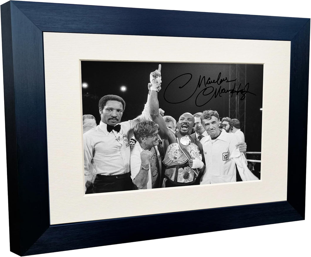 THE FIGHT-THE WAR Marvelous Marvin Hagler vs Thomas Hitman Hearns 1985 Boxing Autographed Signed Signature Photo Photograph Picture Frame Poster The Four Kings Hagler Hearns Leonard Duran 3
