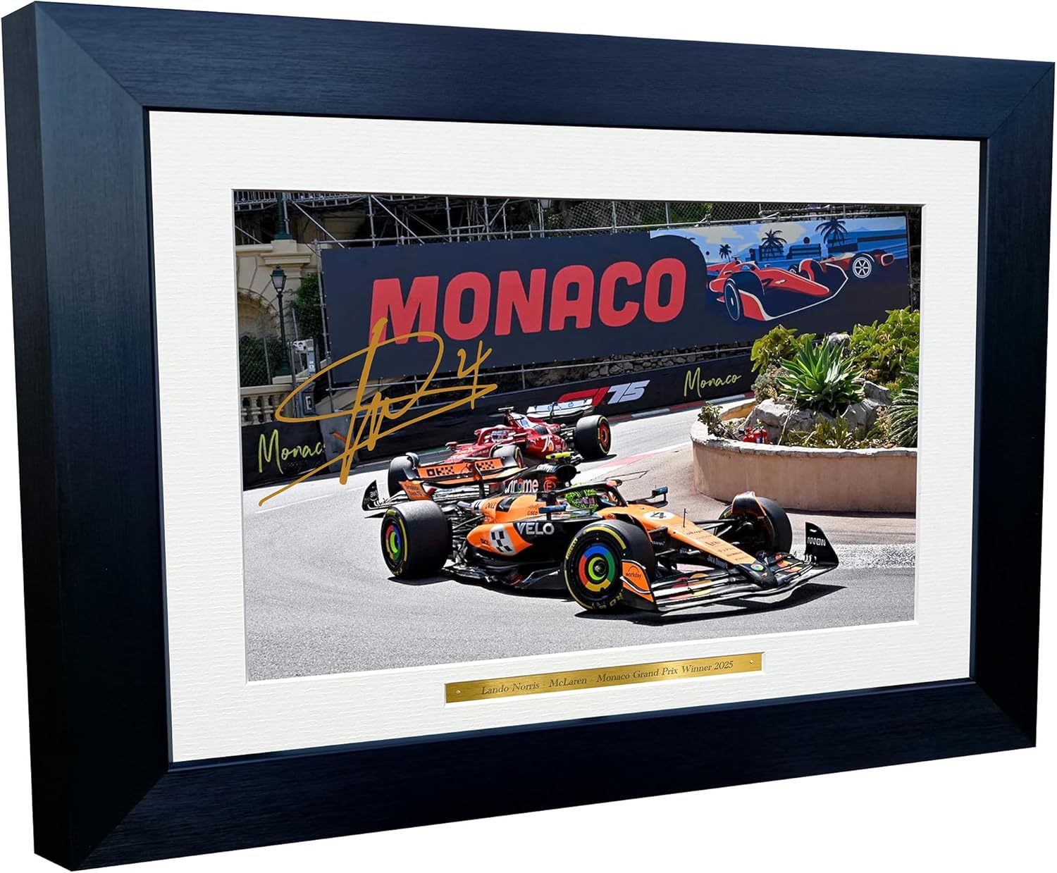 Kitbags & Lockers 12x8 A4 Lando Norris Monaco Grand Prix Winner 2025 McLaren Car Autographed Signed Signature Photo Photograph Picture Frame Racing Formula 1 F1 Poster Gift 4