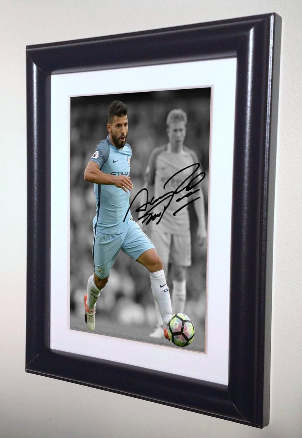 Kitbags & Lockers Signed 2016/17 Black Sergio Aguero Manchester City Autographed Photo Picture Frame Photograph SM