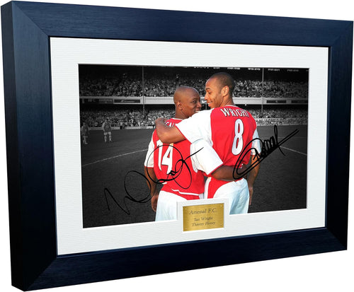 12x8 A4 Signed Ian Wright Thierry Henry Arsenal Autographed Autograph Signed Signature Photograph Photo Picture Frame Football Soccer Poster Gift BW