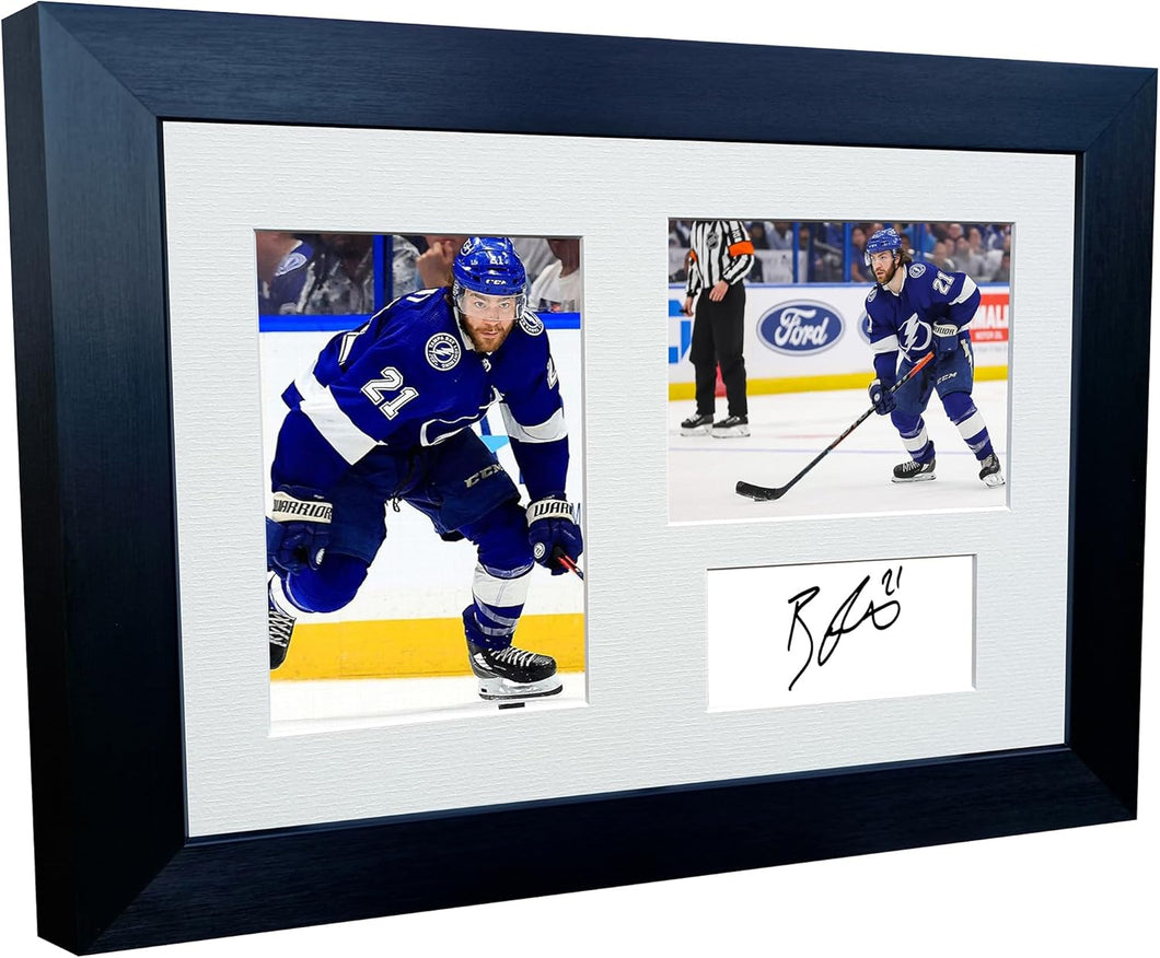 Kitbags & Lockers 12x8 A4 Brayden Point Tampa Bay NHL Autographed Signed Photo Photograph Picture Frame Ice Hockey Poster Gift Triple