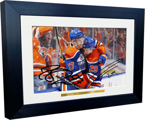 Kitbags & Lockers 12x8 A4 Connor McDavid Leon Draisaitl Edmonton Oilers NHL Autographed Signed Photo Photograph Picture Frame Ice Hockey Poster Gift 7