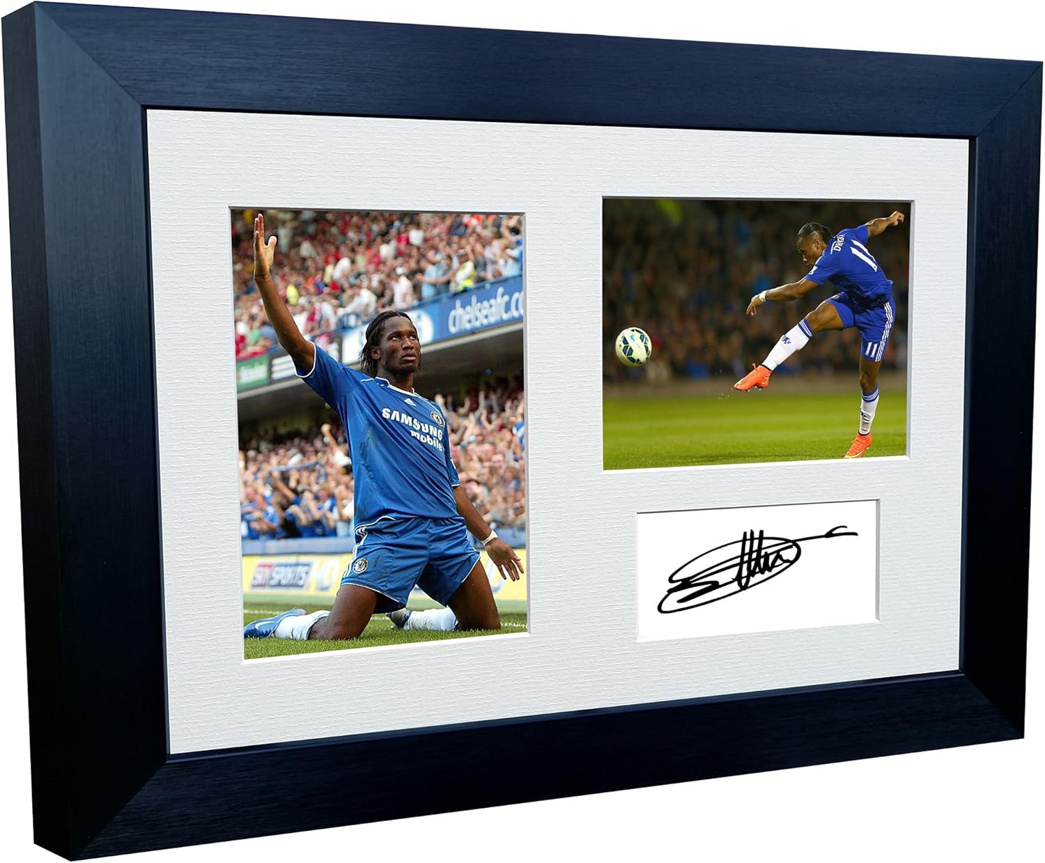 12x8 A4 Didier Drogba Chelsea Autographed Autograph Signed Signature Photograph Photo Picture Frame Football Soccer Poster Gift Triple