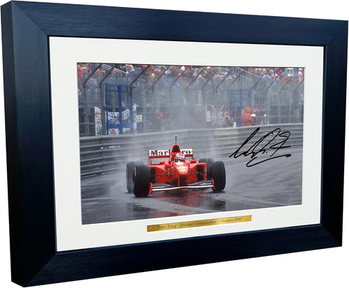 Kitbags & Lockers 12x8 A4 Michael Schumacher RAIN KING Monaco 1997 Grand Prix Ferrari F310B Car Autographed Signed Signature Photo Photograph Picture Frame Racing Formula 1 F1 Poster Gift 2