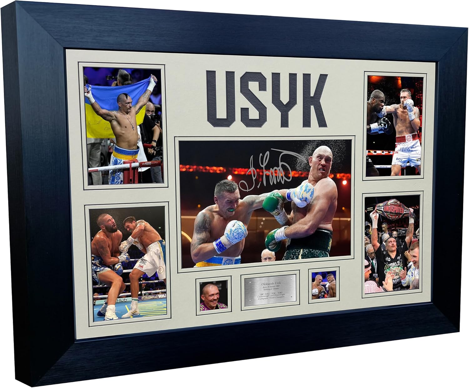 Large A3+ Oleksandr Usyk Display With Logo Undisputed World Cruiserweight Heavyweight Champion Autographed Signed Signature Photo Photograph Picture Frame Boxing Poster Gift (Cream Mount)
