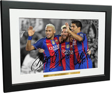 Load image into Gallery viewer, Kitbags &amp; Lockers 12x8 A4 2016/17 Signed Lionel Messi Neymar Jr Luis Suarez Barcelona Autographed Photo Photograph Picture