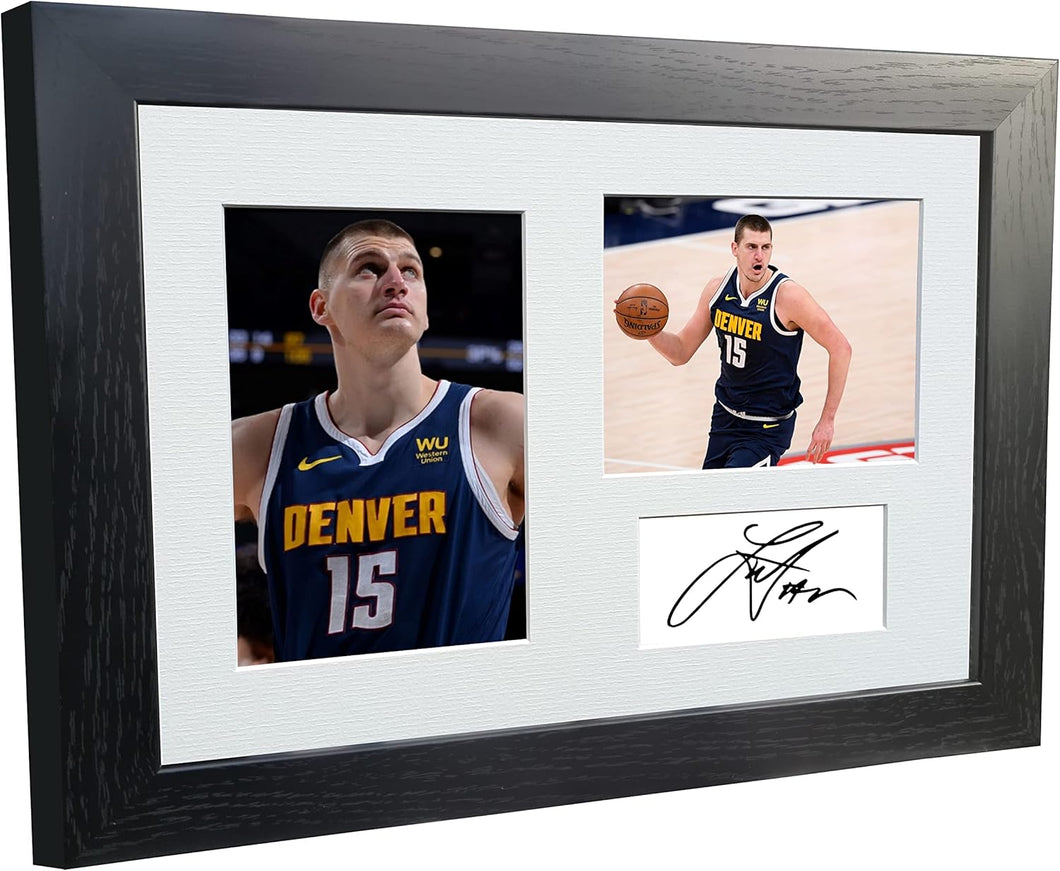 Kitbags & Lockers 12x8 A4 Nikola Jokic Denver Nuggets Autographed Signed Photo Photograph Picture Frame Basketball Poster Gift
