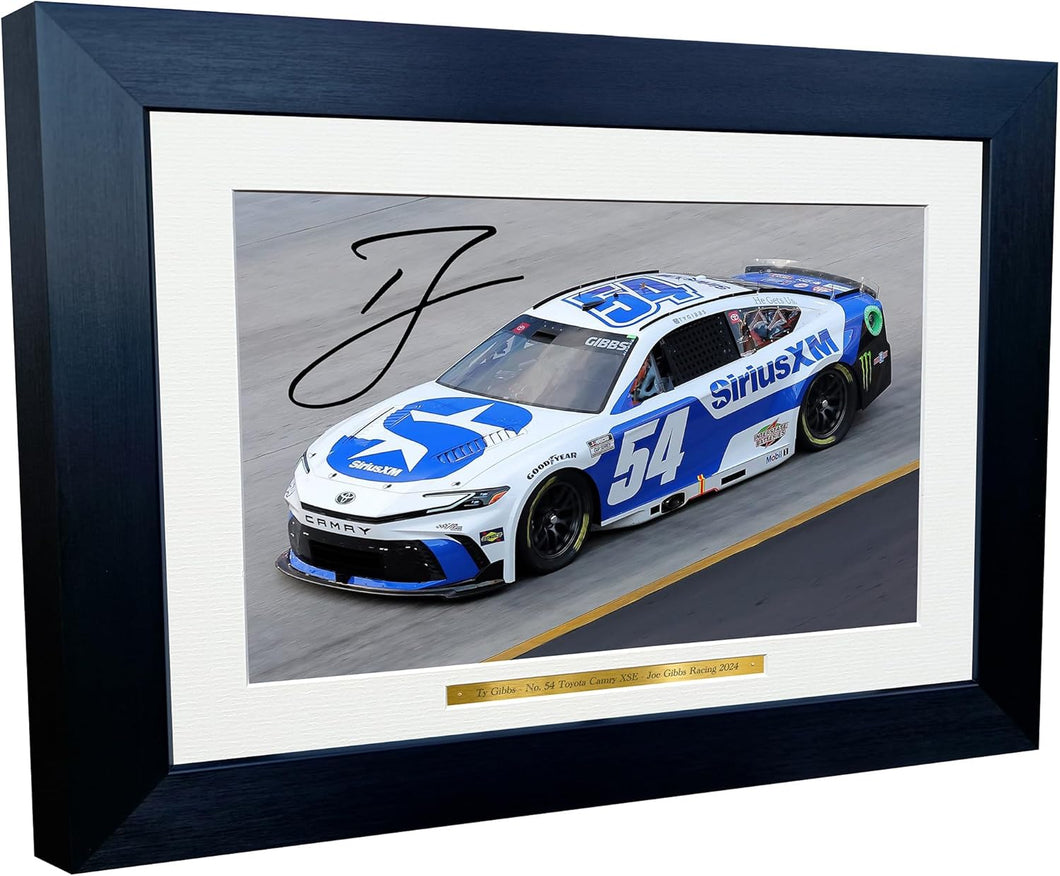 Kitbags & Lockers 12x8 A4 Tyler Ty Gibbs 2024 NASCAR Cup Series No. 54 Toyota Camry XSE for Joe Gibbs Racing Signed Autographed Signature Photo Photograph Picture Frame Poster Celebration Gift 1