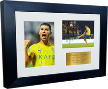 Load image into Gallery viewer, 12x8 A4 Signed Cristiano Ronaldo Al-Nassr FC Autographed Signed Photograph Picture Frame Football Soccer Poster Gift Gold