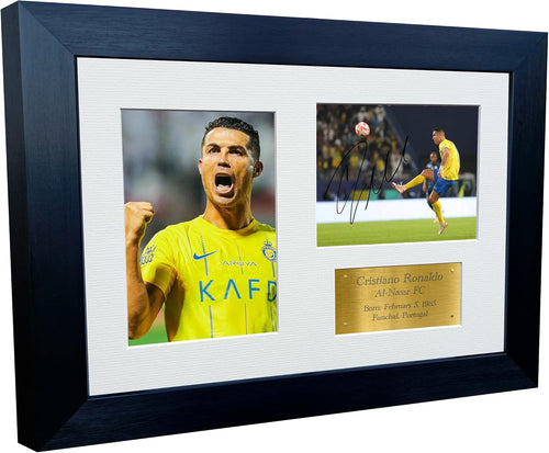 12x8 A4 Signed Cristiano Ronaldo Al-Nassr FC Autographed Signed Photograph Picture Frame Football Soccer Poster Gift Gold