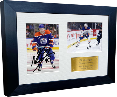 Kitbags & Lockers 12x8 A4 Noah Philp Edmonton Oilers NHL Autographed Signed Signature Photo Photograph Picture Frame Ice Hockey Poster Gift Triple Gold