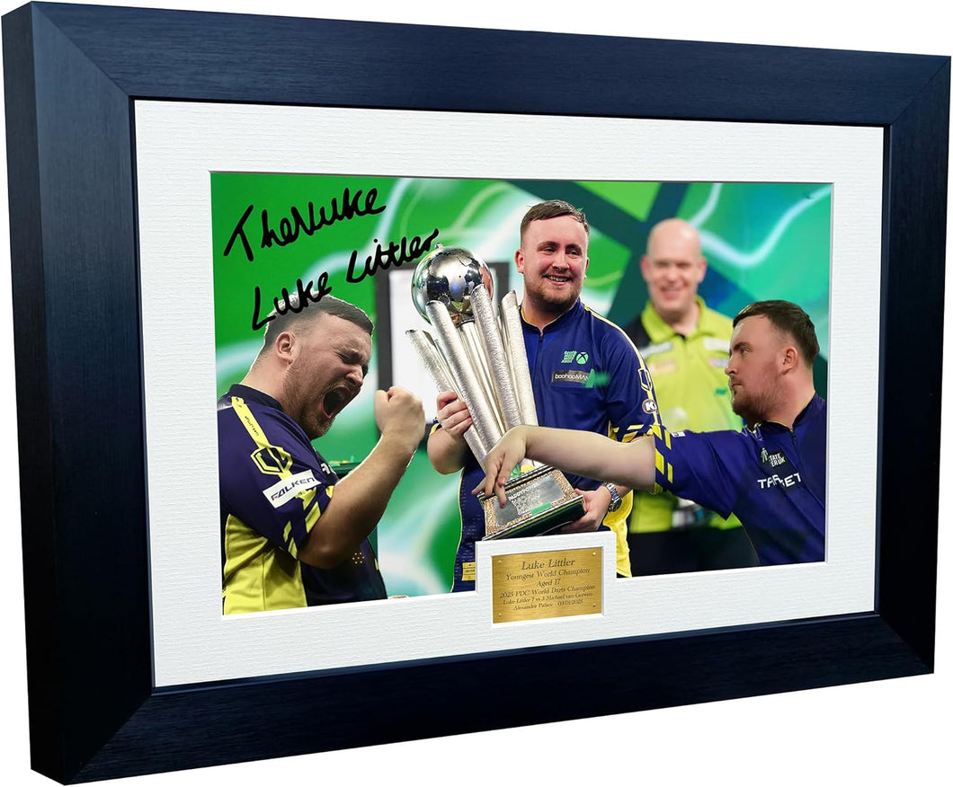 Kitbags & Lockers 12x8 A4 Signed The Nuke Littler Darts 2025 PDC World Darts Champion Autographed Autograph Signed Photograph Photo Picture Frame Poster Gift