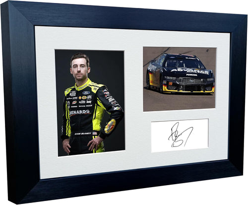 Kitbags & Lockers 12x8 A4 Ryan Blaney 2024 NASCAR Cup Series No. 12 Ford Mustang Dark Horse for Team Penske Signed Autographed Signature Photo Photograph Picture Frame Poster Celebration Gift Triple