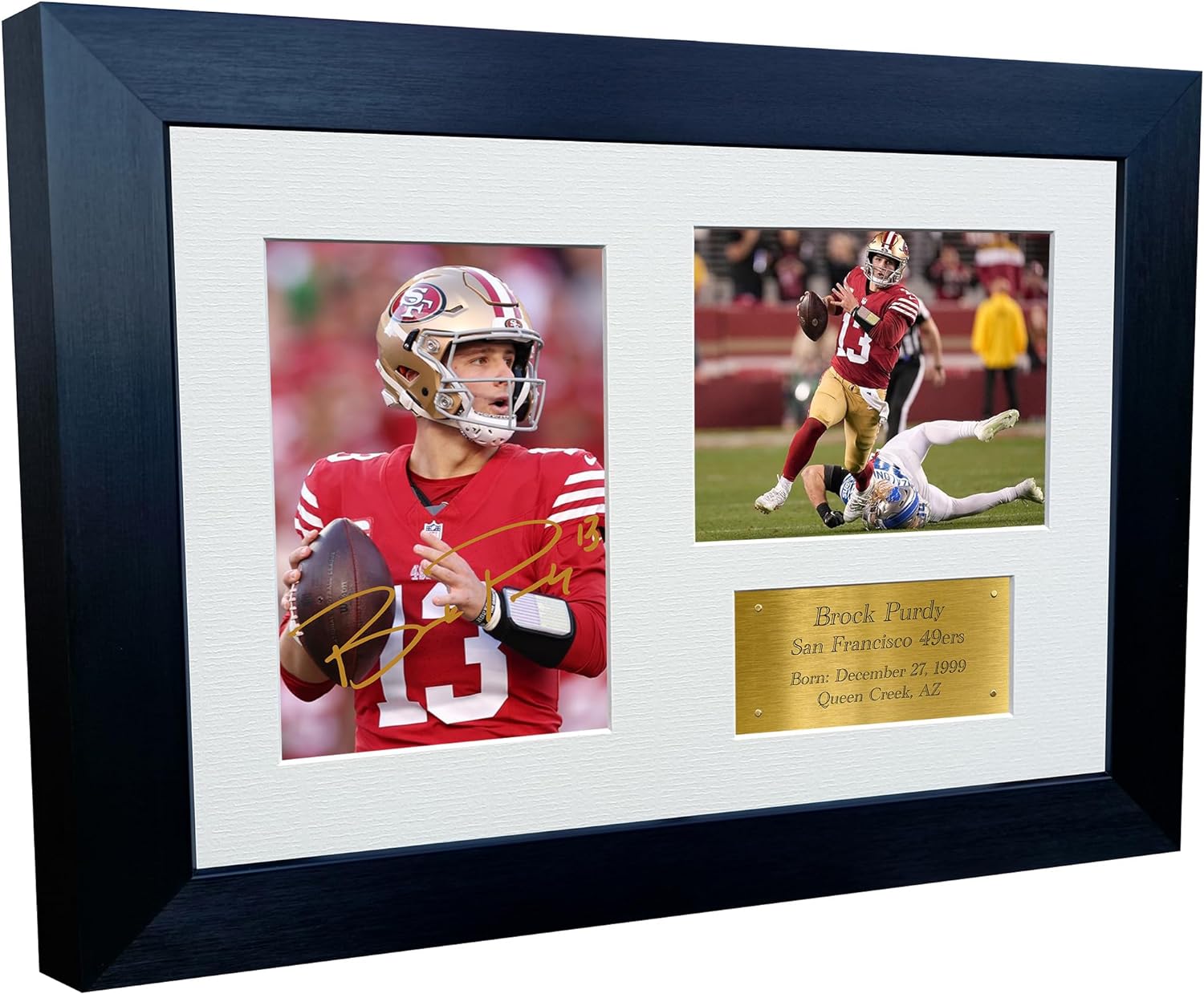 Kitbags & Lockers 12x8 A4 Brock Purdy San Francisco 49ers American Football NFL Autographed Signed Photo Photograph Picture Frame Poster Gift Gold
