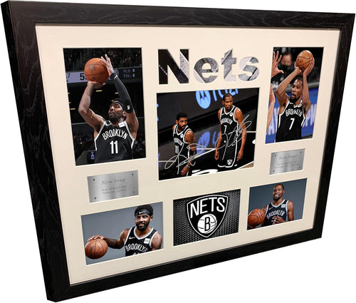 Super A2 Size Print Brooklyn Nets Kevin Durant Kyrie Irving Montage Autographed Signed Photo Photograph Picture Frame Basketball Poster Gift