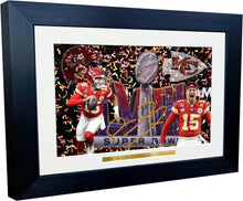 Load image into Gallery viewer, Kitbags &amp; Lockers 12x8 A4 Patrick Mahomes Celebration Super Bowl LVIII Winners Back To Back Kansas City Chiefs American Football NFL Autographed Signed Photo Photograph Picture Frame Poster Gift Colour