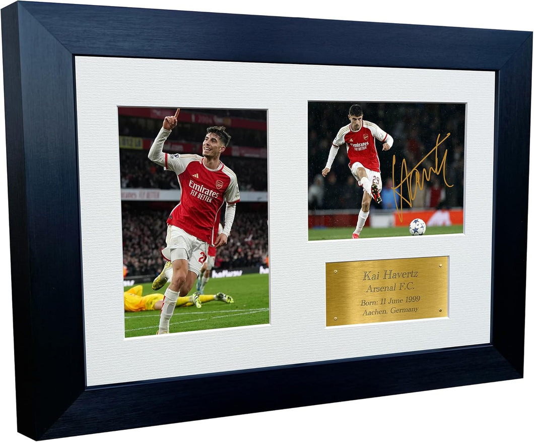 12x8 A4 Signed Kai Havertz Arsenal FC Autographed Signed Photograph Picture Frame Football Soccer Poster Gift Gold
