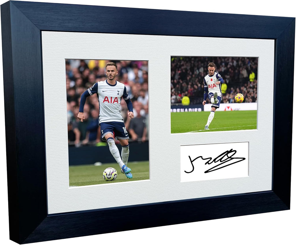 12x8 A4 Signed James Maddison Tottenham Hotspur Spurs Autographed Autograph Signed Signature Photograph Photo Picture Frame Football Soccer Poster Gift Triple