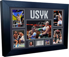 Load image into Gallery viewer, Large A3+ Oleksandr Usyk Display With Logo Undisputed World Cruiserweight Heavyweight Champion Autographed Signed Signature Photo Photograph Picture Frame Boxing Poster Gift (Black Mount)