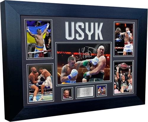 Large A3+ Oleksandr Usyk Display With Logo Undisputed World Cruiserweight Heavyweight Champion Autographed Signed Signature Photo Photograph Picture Frame Boxing Poster Gift (Black Mount)