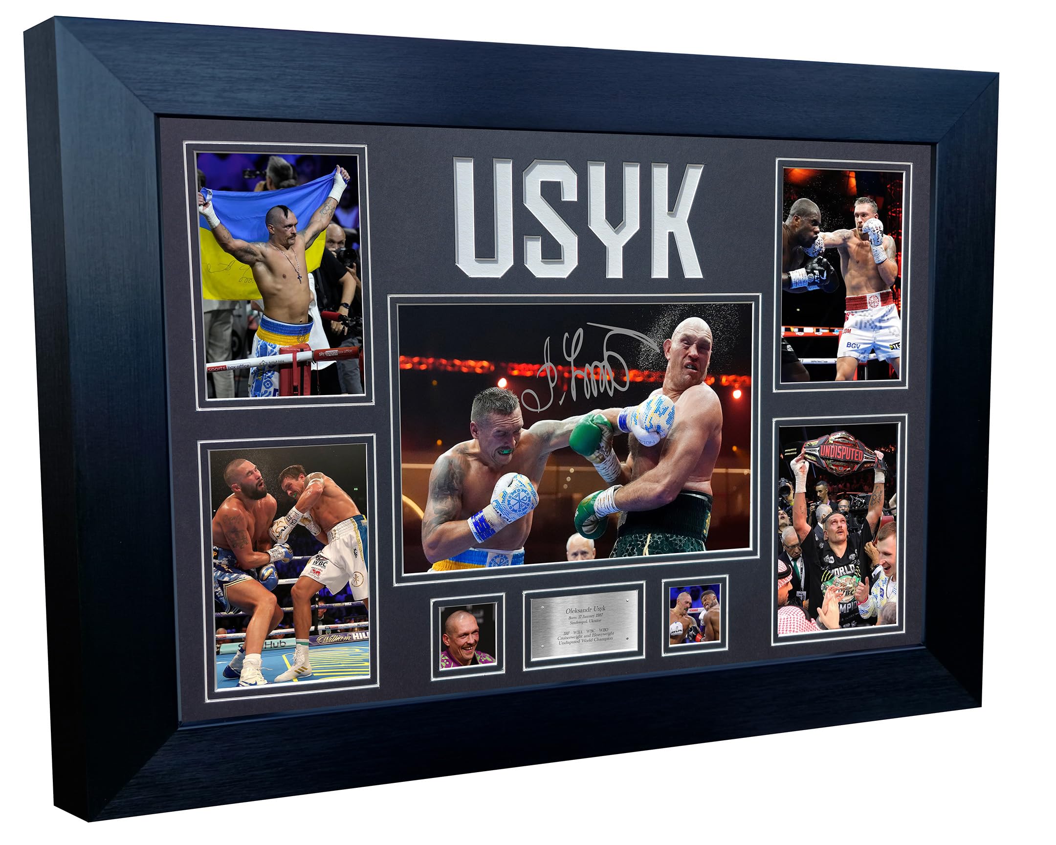 Large A3+ Oleksandr Usyk Display With Logo Undisputed World Cruiserweight Heavyweight Champion Autographed Signed Signature Photo Photograph Picture Frame Boxing Poster Gift (Cream Mount)