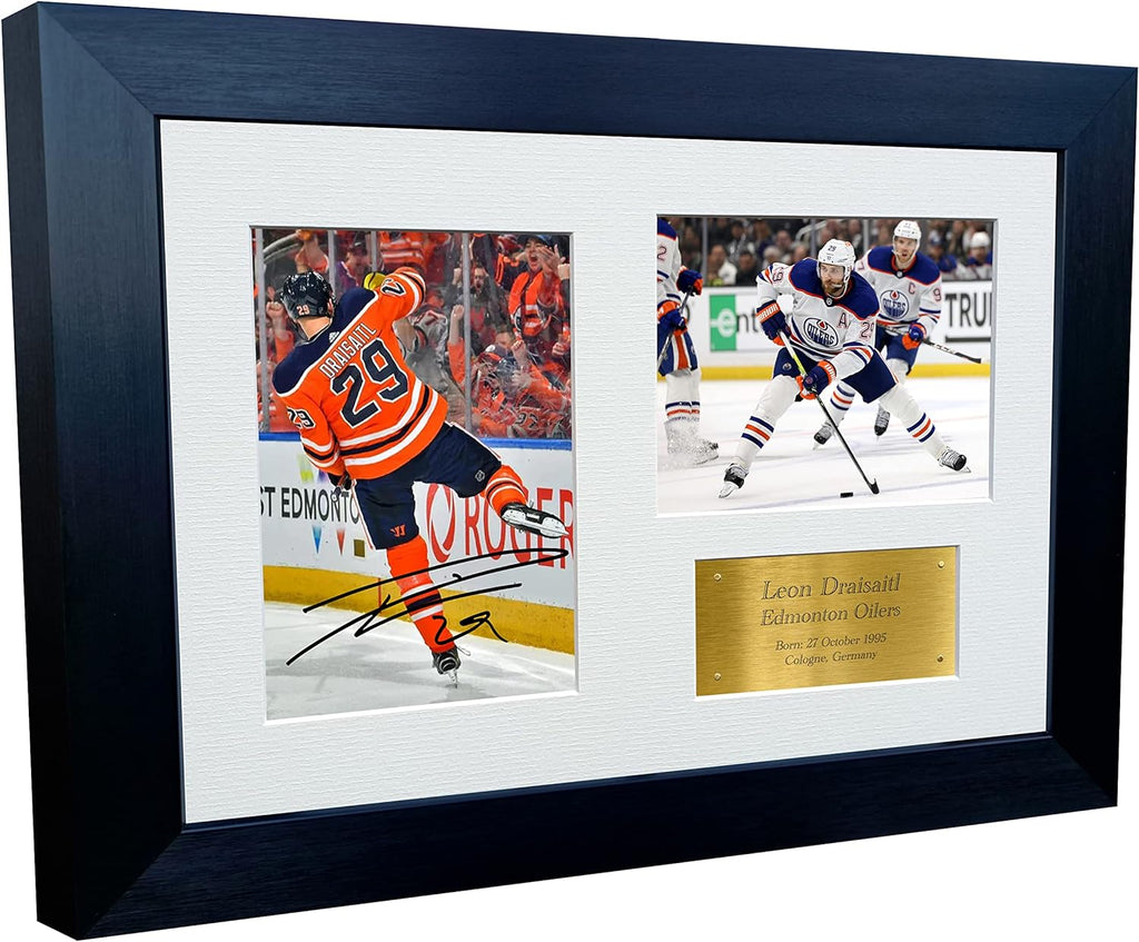 Kitbags & Lockers 12x8 A4 Leon Draisaitl Edmonton Oilers NHL Autographed Signed Photo Photograph Picture Frame Ice Hockey Poster Gift Triple G
