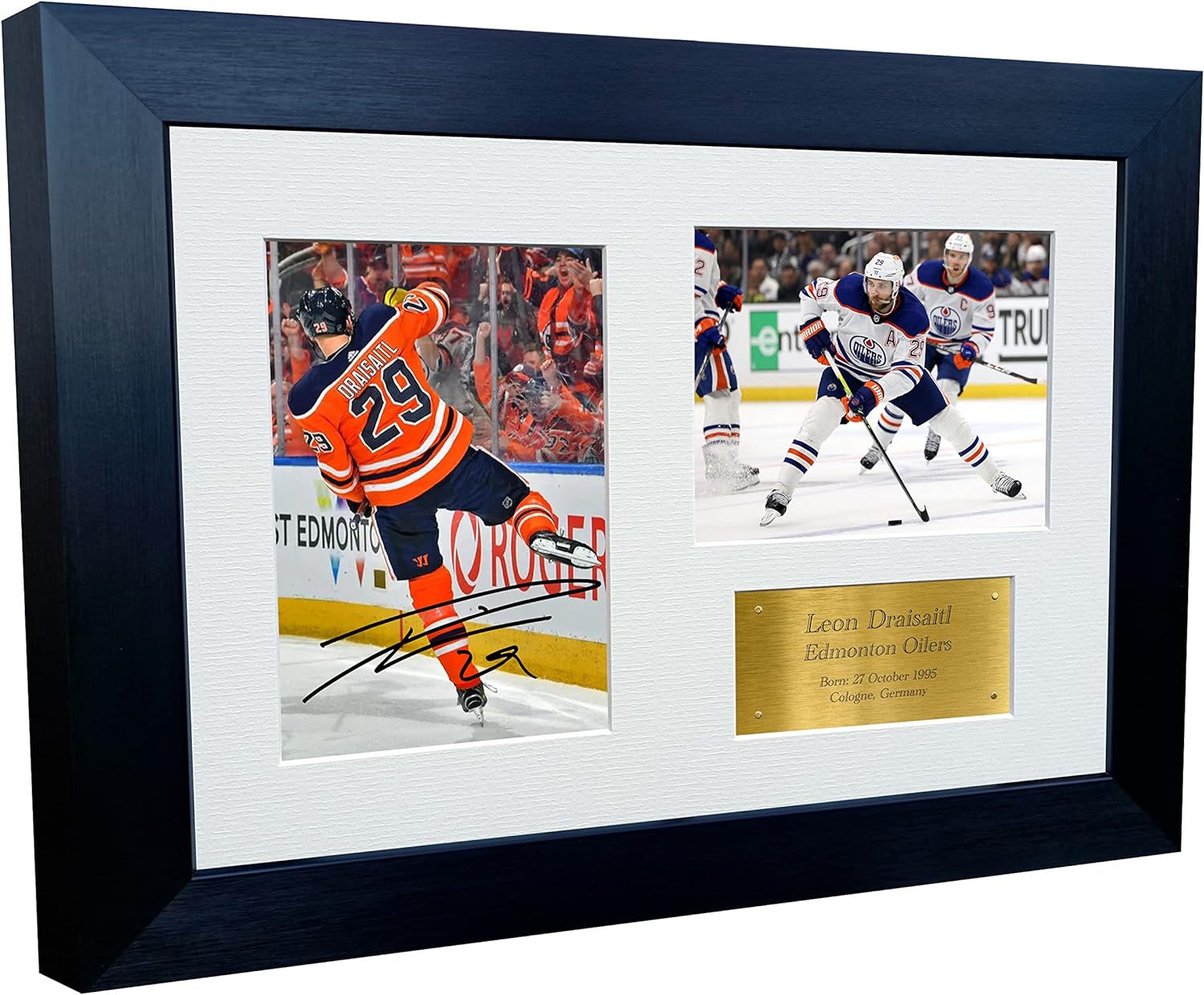 Kitbags & Lockers 12x8 A4 Leon Draisaitl Edmonton Oilers NHL Autographed Signed Photo Photograph Picture Frame Ice Hockey Poster Gift Triple G