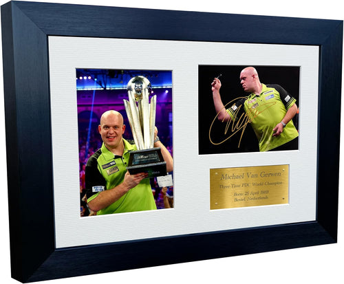 Kitbags & Lockers 12x8 A4 Signed Michael Van Gerwen Mighty Mike MVG Darts PDC WDF Autographed Autograph Signed Photograph Photo Picture Frame Poster Gift Triple G