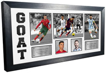 Load image into Gallery viewer, GOAT Black/White Mount Cristiano Ronaldo Lionel Messi Real Madrid Manchester Juventus Barcelona PSG Signed Autographed Photograph Picture Frame Football Soccer (Black Mount)
