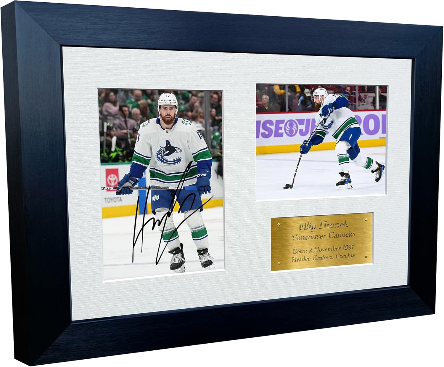 Kitbags & Lockers 12x8 A4 Filip Hronek Vancouver Canucks NHL Autographed Signed Signature Photo Photograph Picture Frame Ice Hockey Poster Gift Triple G
