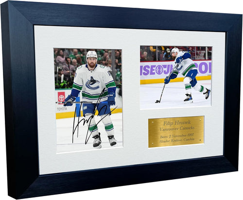 Kitbags & Lockers 12x8 A4 Filip Hronek Vancouver Canucks NHL Autographed Signed Signature Photo Photograph Picture Frame Ice Hockey Poster Gift Triple G