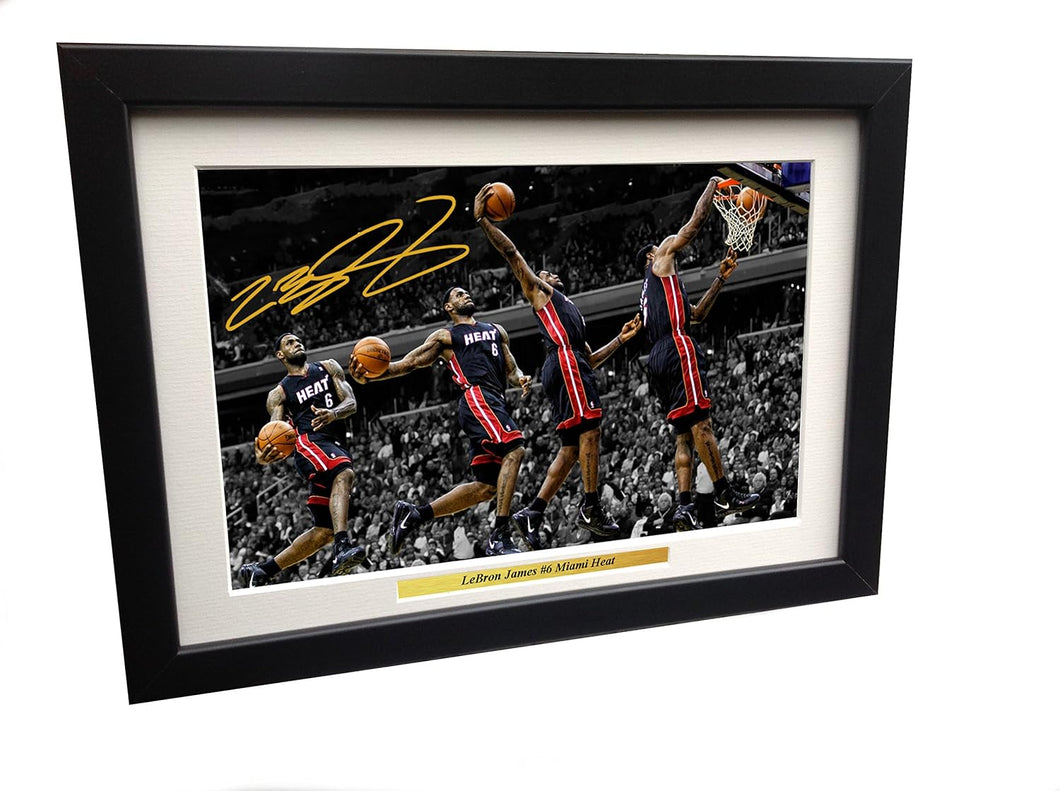 Kitbags & Lockers LeBron James #6 Miami Heat 12x8 A4 Signed - Basketball Autographed Photo Photograph Picture Frame NBA Gift Ref:1