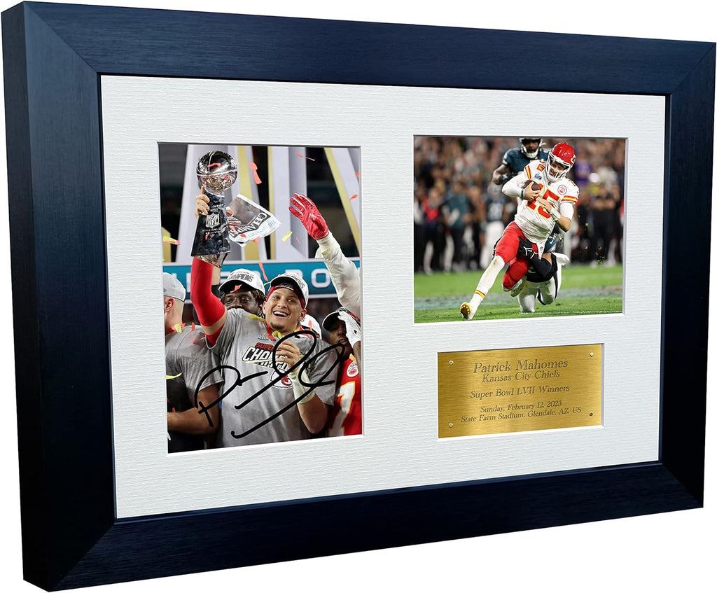Kitbags & Lockers 12x8 A4 Patrick Mahomes Kansas City Chiefs American Football NFL Autographed Signed Photo Photograph Picture Frame Poster Gift Gold