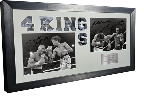 The Four Kings Marvelous Marvin Hagler Thomas Hitman Hearns Sugar Ray Leonard Roberto Duran Boxing Photo Photograph Picture Frame Signed Autographed Signature