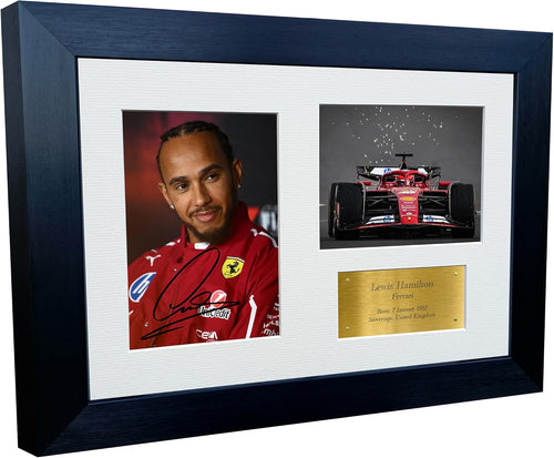 Kitbags & Lockers 12x8 A4 2025 Lewis Hamilton Ferrari Autographed Signed Photo Photograph Picture Frame Racing Formula 1 F1 Poster Gift Triple G