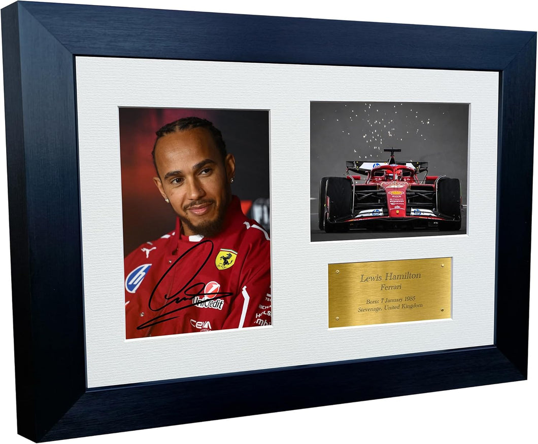 Kitbags & Lockers 12x8 A4 2025 Lewis Hamilton Ferrari Autographed Signed Photo Photograph Picture Frame Racing Formula 1 F1 Poster Gift Triple G