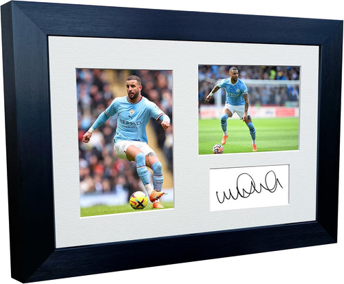 12x8 A4 Signed Kyle Walker Manchester City Autographed Autograph Signed Signature Photograph Photo Picture Frame Football Soccer Poster Gift Triple